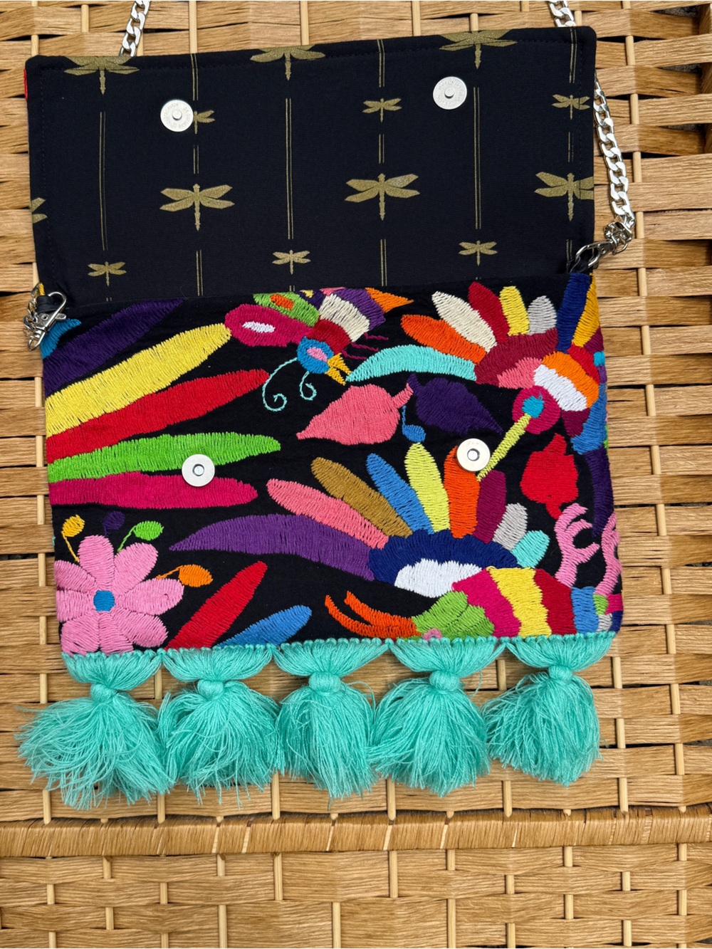 Draco Mexico Embroidered Tassel Chain Shoulder Bag - Picture 3 of 6